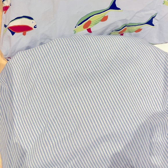 Pottery Barn Kids Baby nursery bedding blue Patchwork Fish Nautical quilt bump - Picture 7 of 7